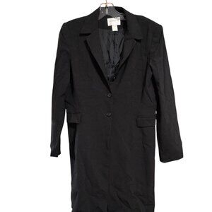 Vintage HUGO BUSCATI COLLECTION Trench Coat Minimalist Long Line Black Wool Coat